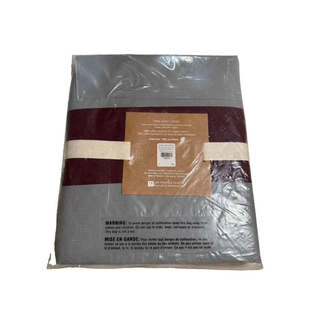 Pottery Barn Teen Rugby Stripe Red Twin Duvet and Standard Sham